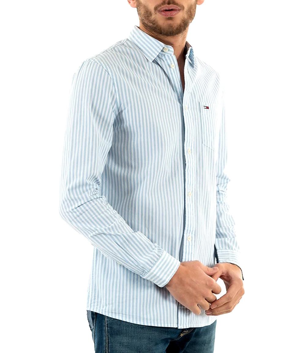 Tommy Jeans Camicia m/l Uomo Mod. DM0DM15400 RIGA YBR Celeste