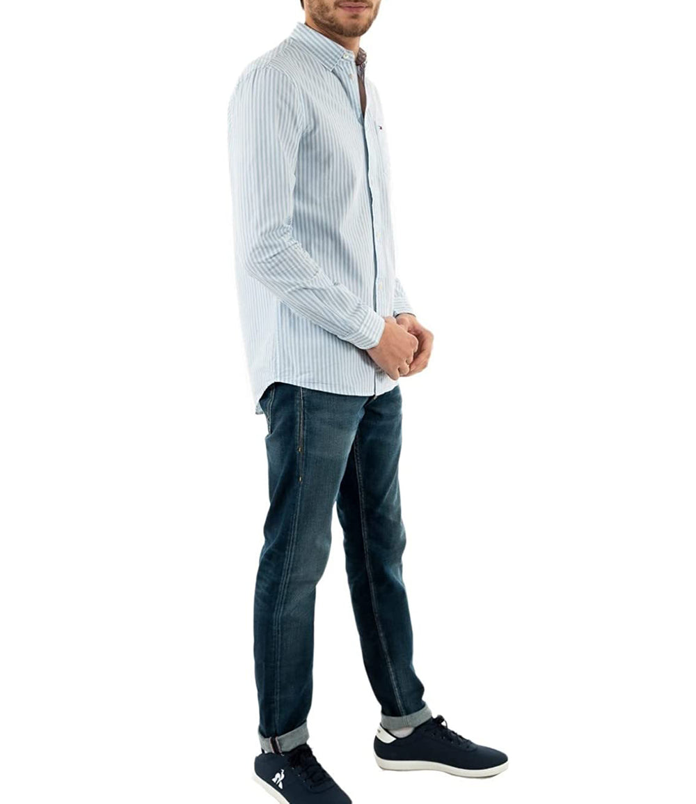 Tommy Jeans Camicia m/l Uomo Mod. DM0DM15400 RIGA YBR Celeste