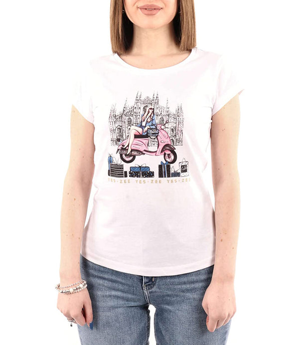 YES ZEE T-shirt Donna Mod. T257 S100 424101 WHITE