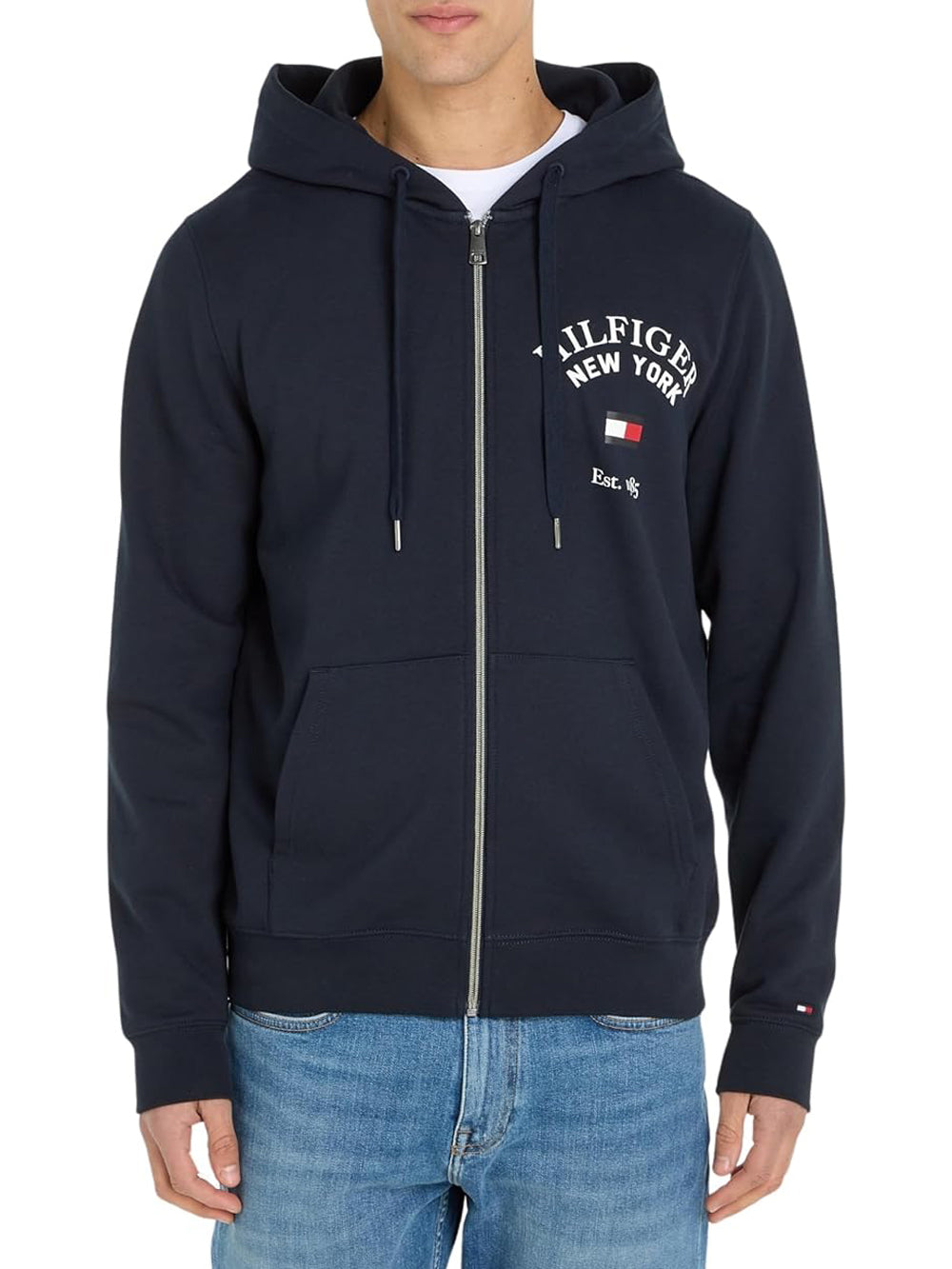 Tommy Hilfiger Felpa cappuccio Uomo Mod. MW0MW33644 ZIP DW5 Blu