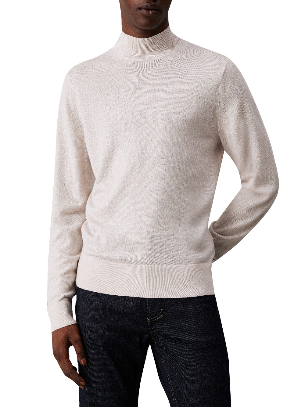 Calvin Klein Maglione Merino Rws Mock Neck Uomo Mod. K10K110424 ACE Stony Beige