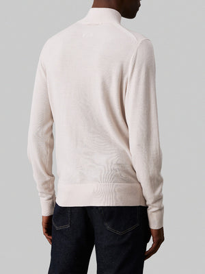 Calvin Klein Maglione Merino Rws Mock Neck Uomo Mod. K10K110424 ACE Stony Beige