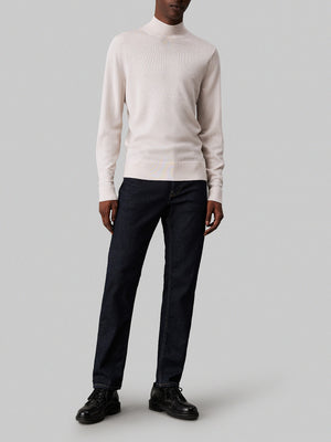 Calvin Klein Maglione Merino Rws Mock Neck Uomo Mod. K10K110424 ACE Stony Beige