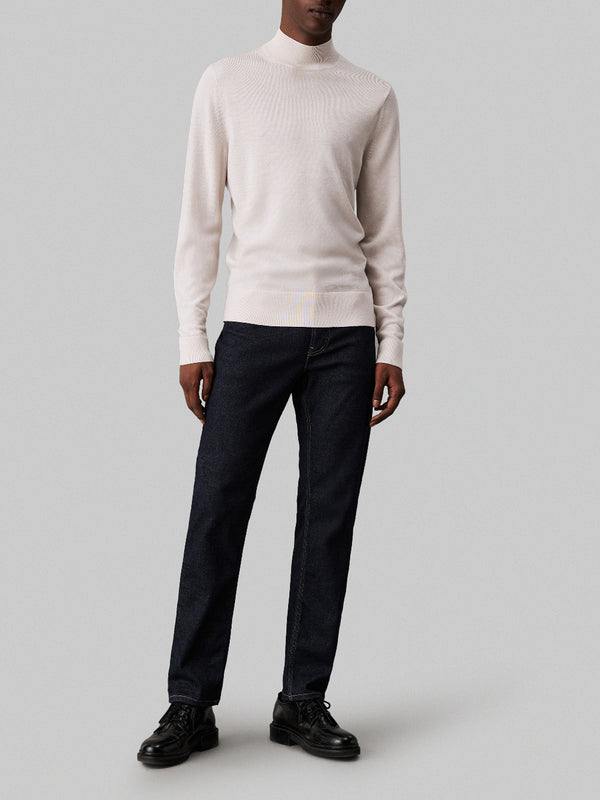 Calvin Klein Maglione Merino Rws Mock Neck Uomo Mod. K10K110424 ACE Stony Beige