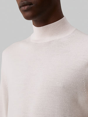 Calvin Klein Maglione Merino Rws Mock Neck Uomo Mod. K10K110424 ACE Stony Beige