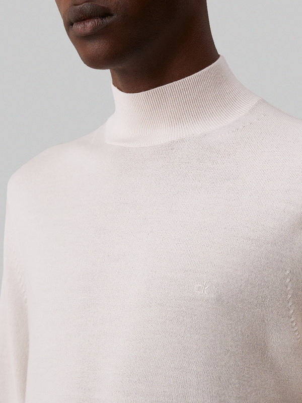 Calvin Klein Maglione Merino Rws Mock Neck Uomo Mod. K10K110424 ACE Stony Beige