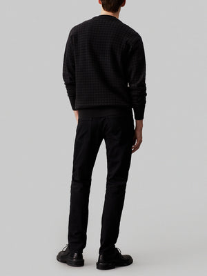 Calvin Klein Pullover Check Pattern Sweate Uomo Mod. K10K113259 BEH Ck Black