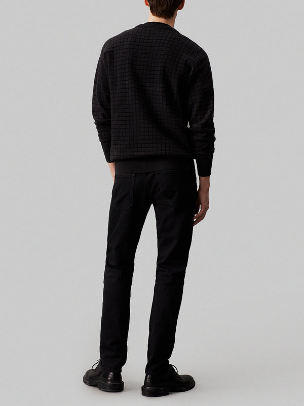 Calvin Klein Pullover Check Pattern Sweate Uomo Mod. K10K113259 BEH Ck Black