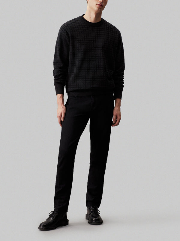 Calvin Klein Pullover Check Pattern Sweate Uomo Mod. K10K113259 BEH Ck Black