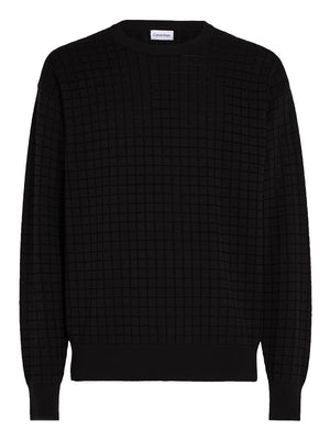 Calvin Klein Pullover Check Pattern Sweate Uomo Mod. K10K113259 BEH Ck Black