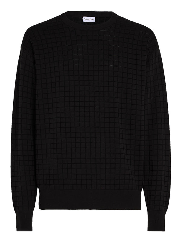 Calvin Klein Pullover Check Pattern Sweate Uomo Mod. K10K113259 BEH Ck Black