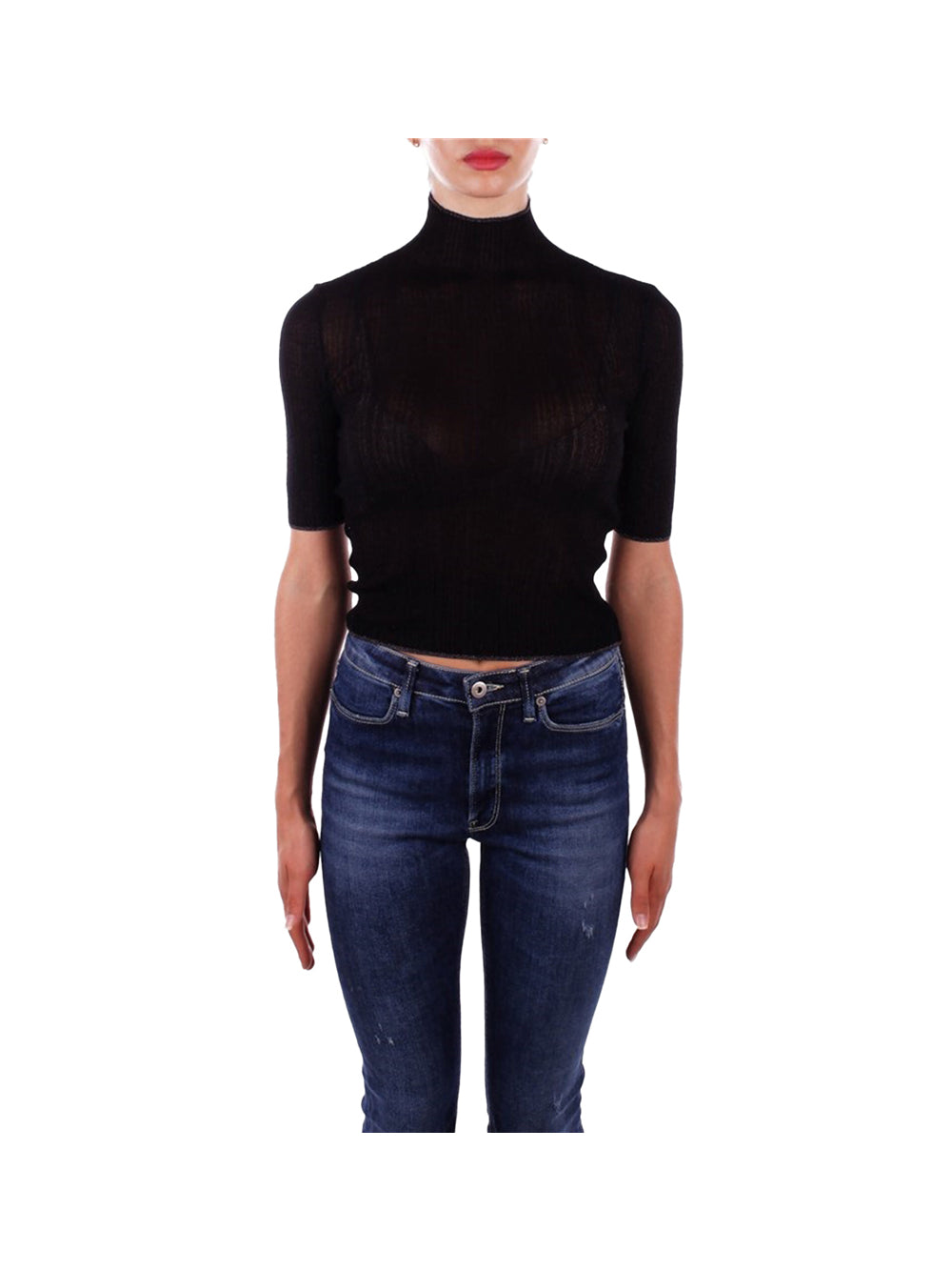 Liu Jo Maglione Maglia Chiusa Manica Gomito Donna Mod. CF4092MA84O A4303 Nero/Antracite