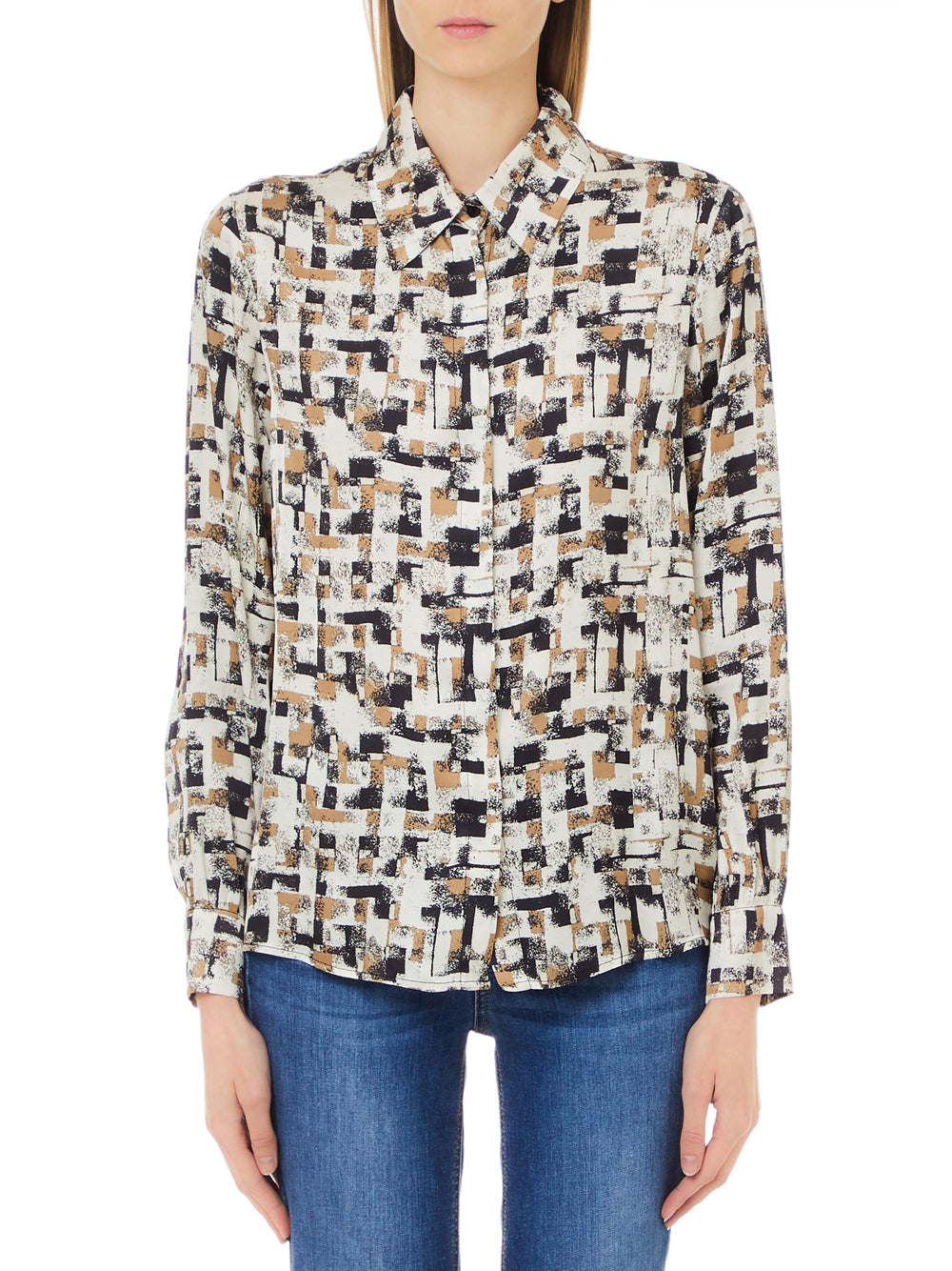 Liu Jo Camicia Camicia Ts Raso Viscosa M/L Donna Mod. WF4418T2735 N9870 Nat.Abstract Geometr