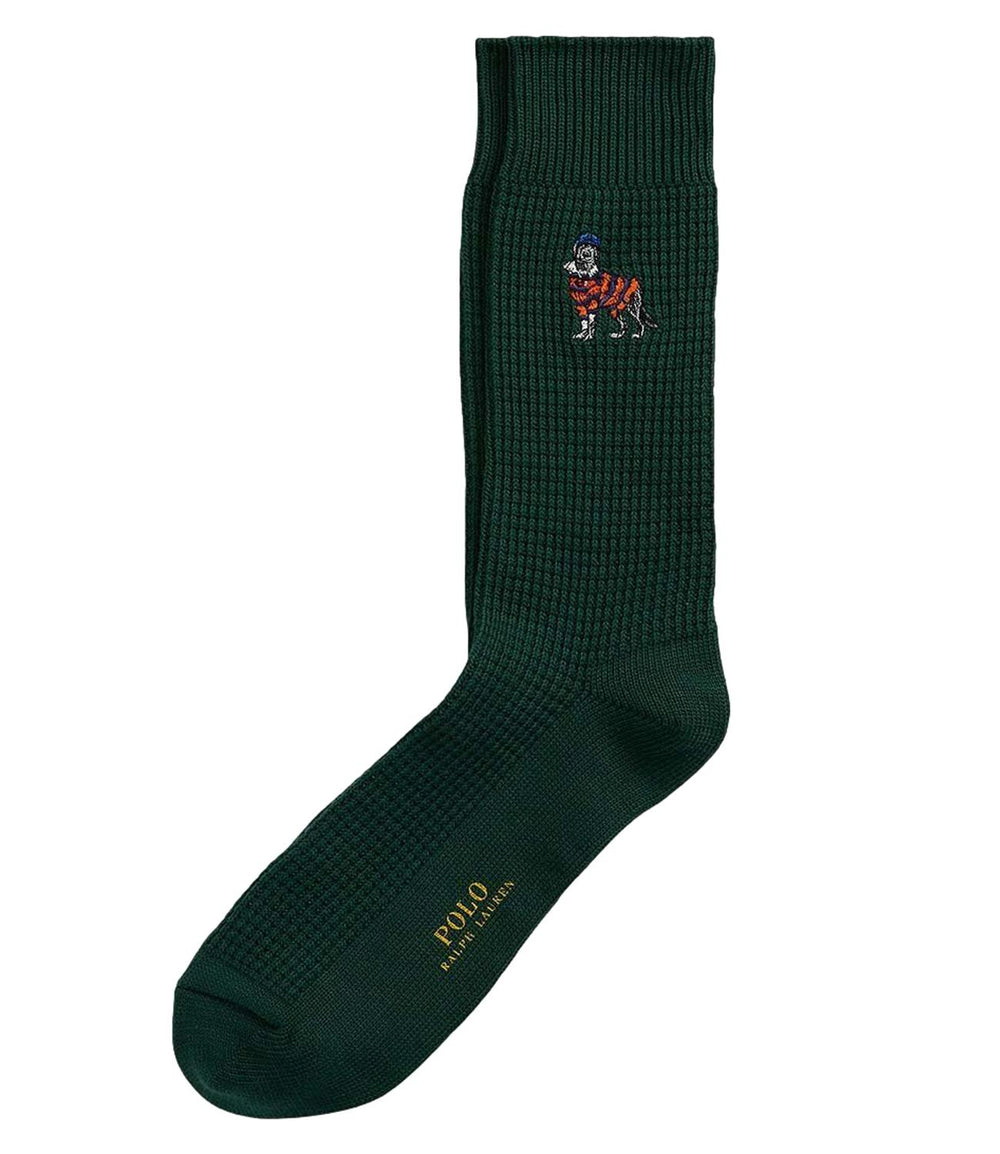 Polo Ralph Lauren Calzini Bci Combed Cotton-Waffle Crw Dg Embrdr UNISEX Mod. 449958823 WFL DG MBRDR 002 GREEN