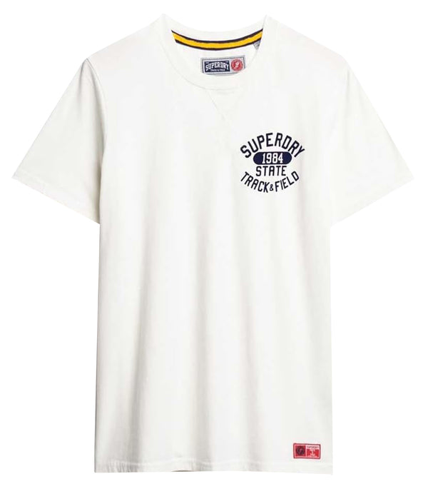Superdry T-shirt Track & Field Graphic T Shirt Uomo Mod. M1012014A 1KZ New Chalk White