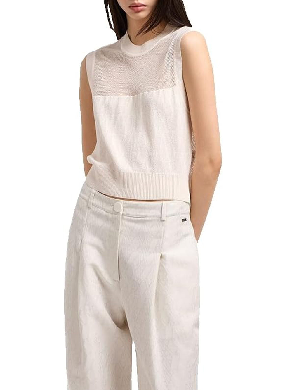 A|X Armani Exchange Gilet Donna Mod. XW000580 AF12875 F0024 Bianco
