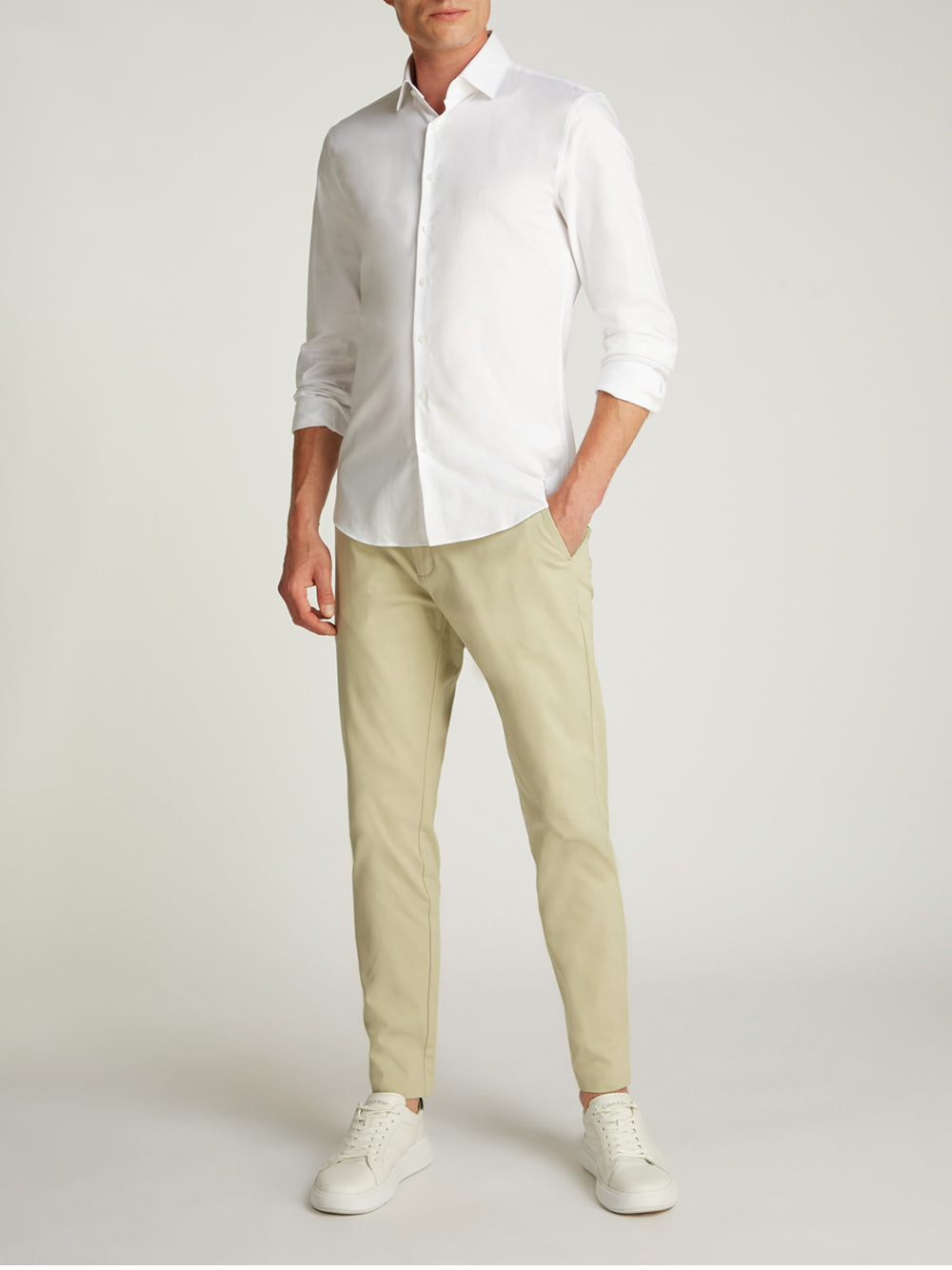 Calvin Klein Camicia m/l Uomo Mod. K10K114326 MICRO YAF WHITE