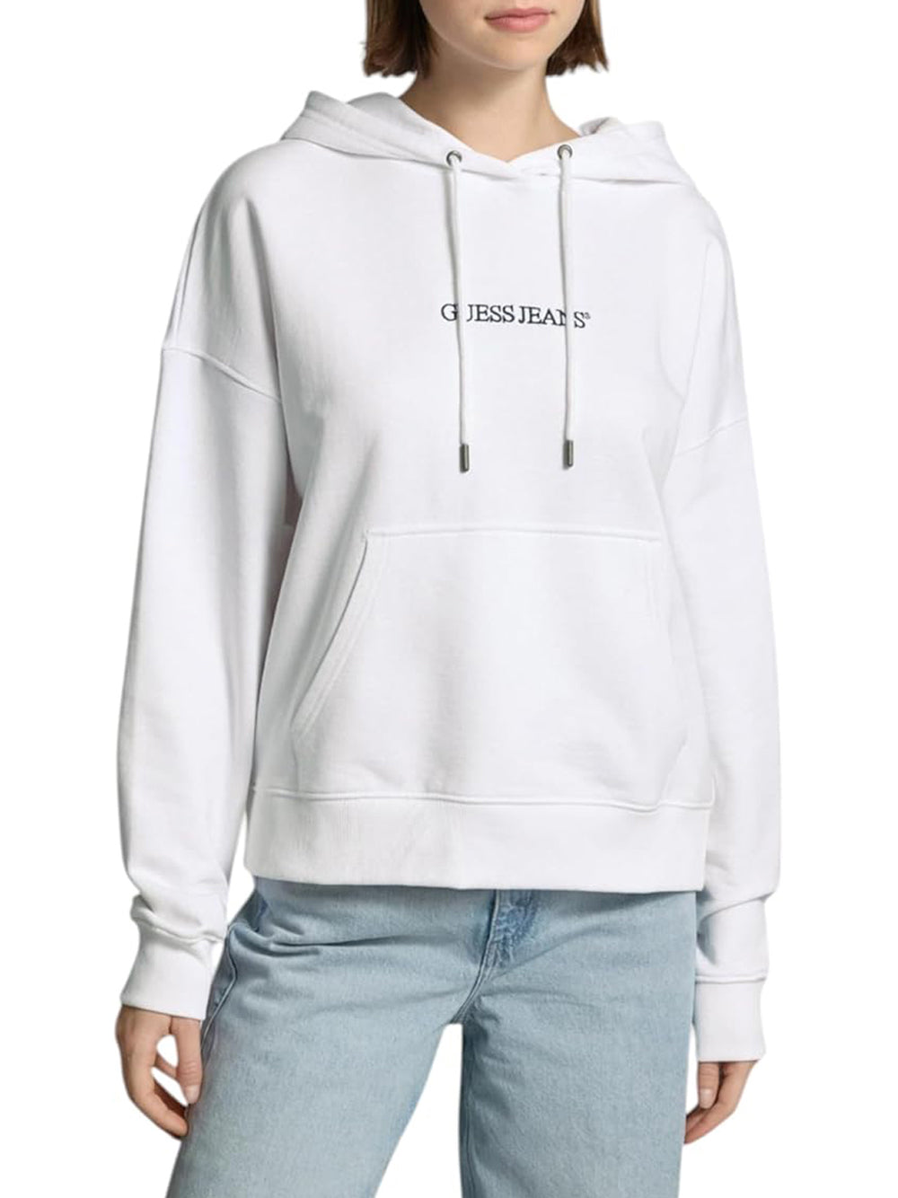 GUESS JEANS Felpa cappuccio Donna Mod. W5RQ27 K6814 G011 Bianco