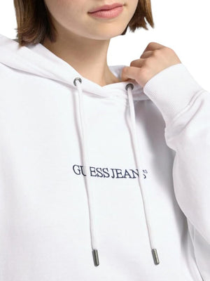 GUESS JEANS Felpa cappuccio Donna Mod. W5RQ27 K6814 G011 Bianco