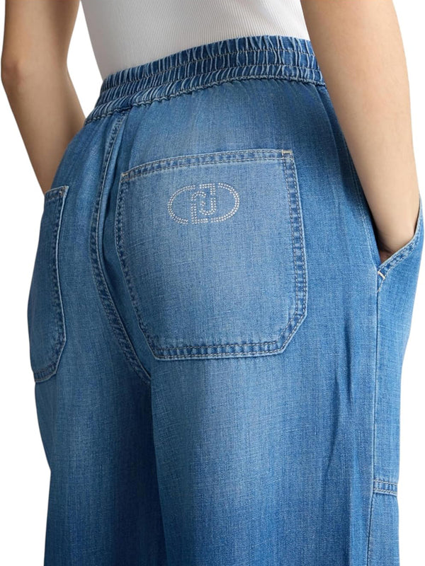 Liu Jo Jeans Authentic Cargo Elastic Reg.W. Donna Mod. UA5235 D0233 78853 Den.Blu Dk.Work Wash
