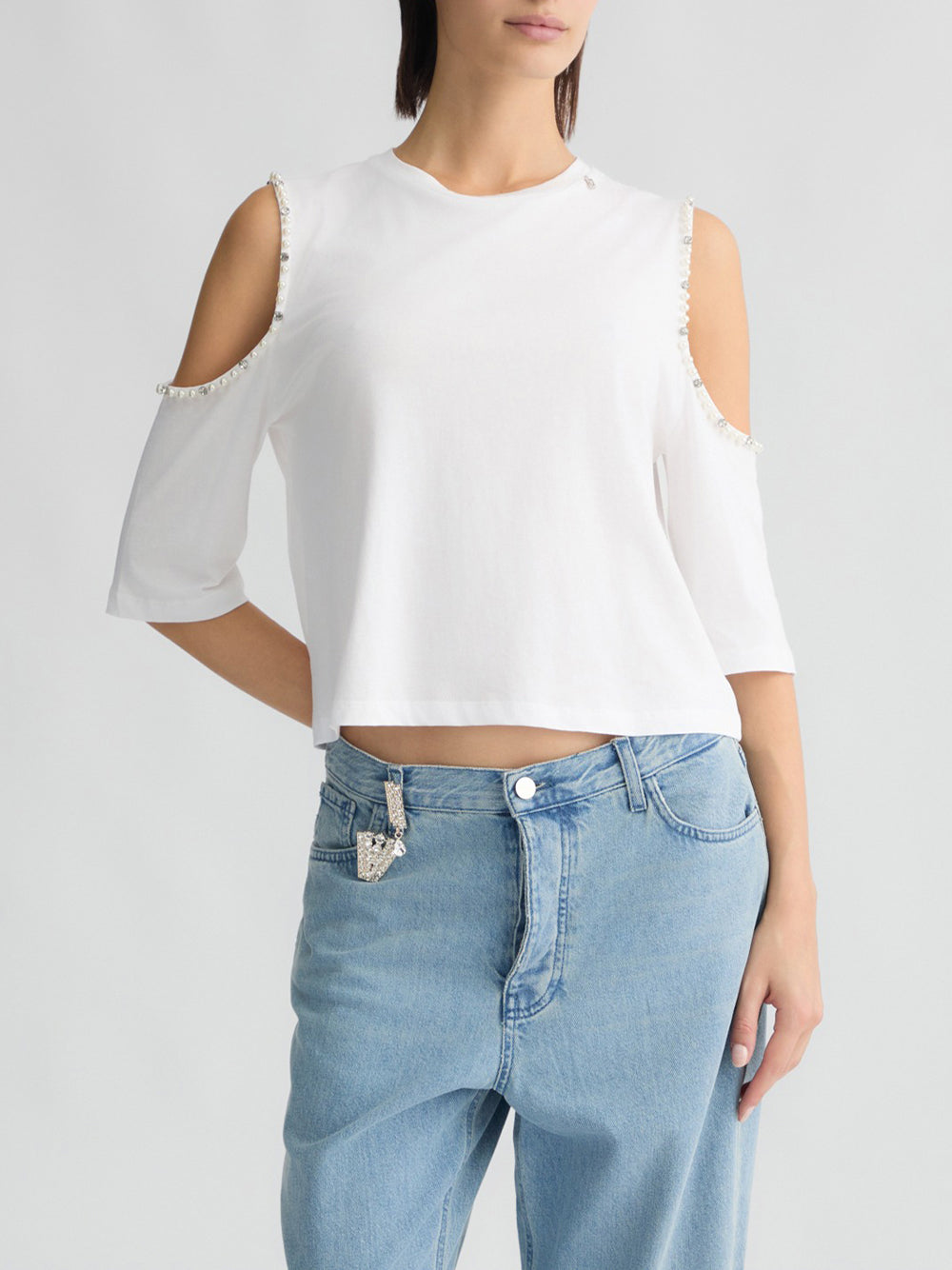 Liu Jo T-shirt Ecs T-Shirt Moda M/L Donna Mod. WA5183 JS923 11110 Bianco