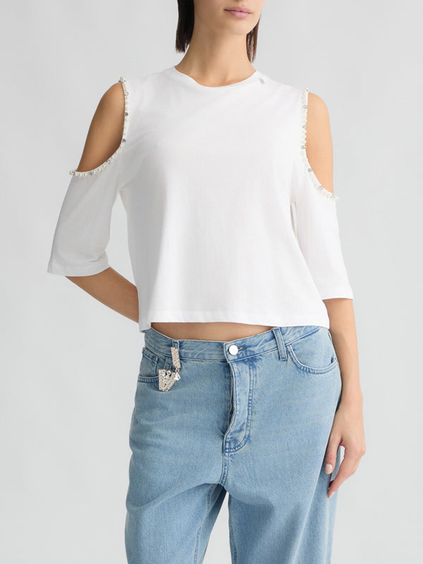 Liu Jo T-shirt Ecs T-Shirt Moda M/L Donna Mod. WA5183 JS923 11110 Bianco