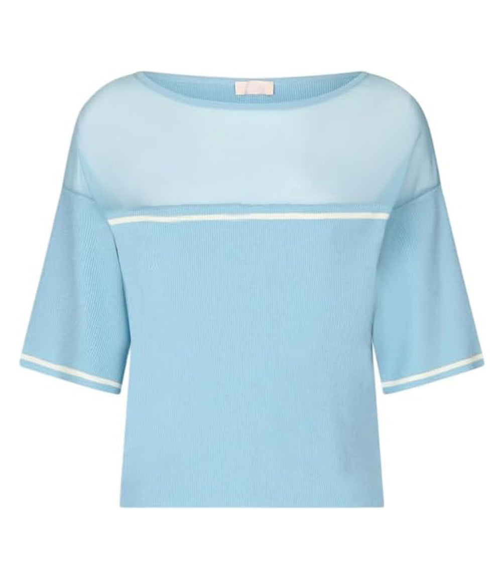 Liu Jo Maglia Ecs Maglia Chiusa M/C Donna Mod. TA5098 MS027 C3597 Crystal Blue/Wh.Milk
