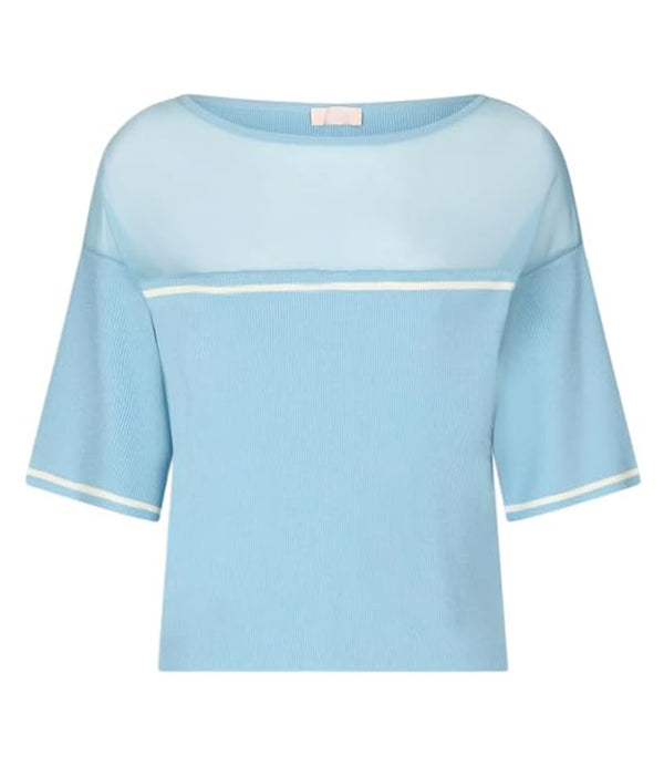Liu Jo Maglia Ecs Maglia Chiusa M/C Donna Mod. TA5098 MS027 C3597 Crystal Blue/Wh.Milk