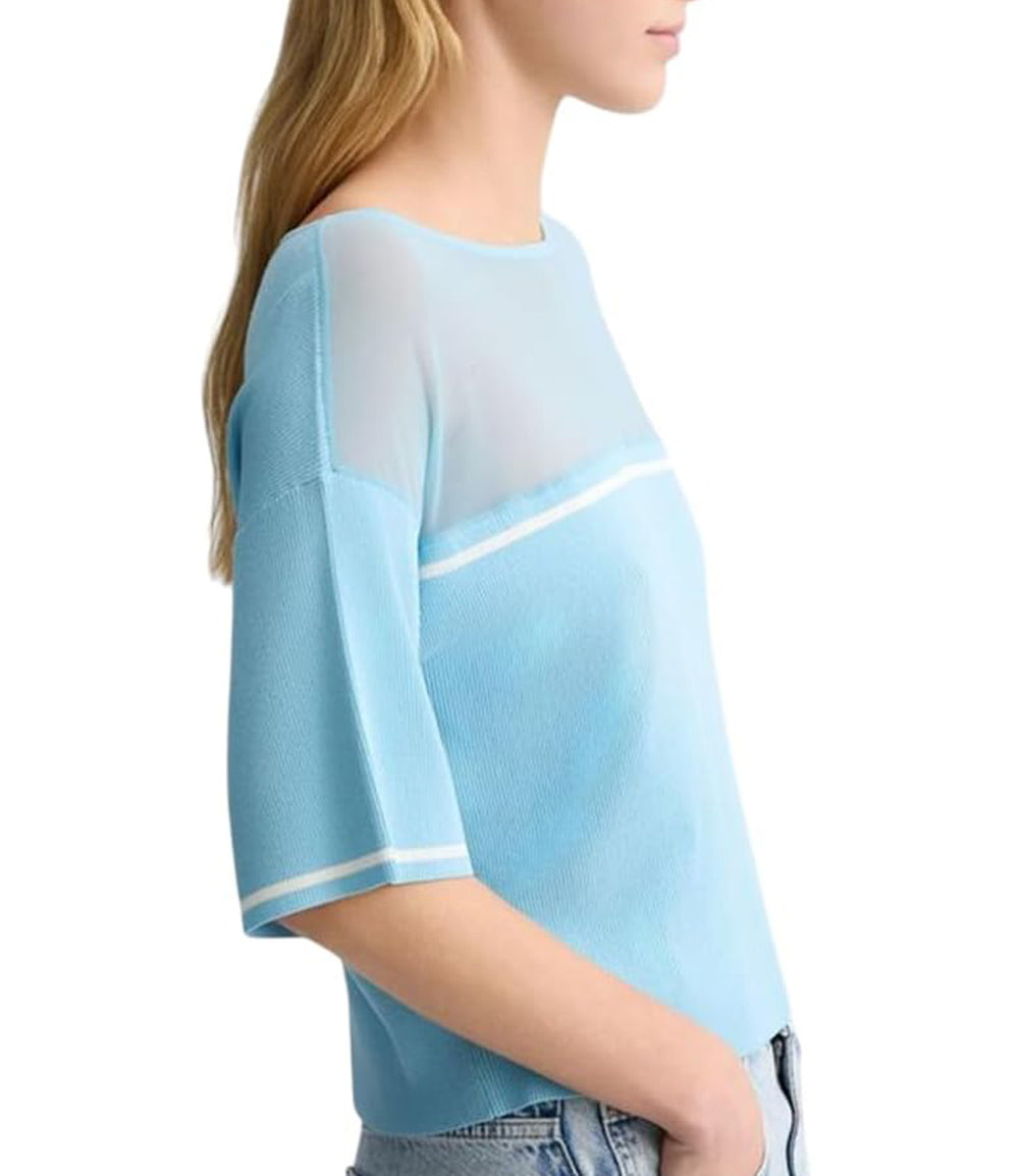 Liu Jo Maglia Ecs Maglia Chiusa M/C Donna Mod. TA5098 MS027 C3597 Crystal Blue/Wh.Milk