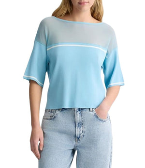 Liu Jo Maglia Ecs Maglia Chiusa M/C Donna Mod. TA5098 MS027 C3597 Crystal Blue/Wh.Milk