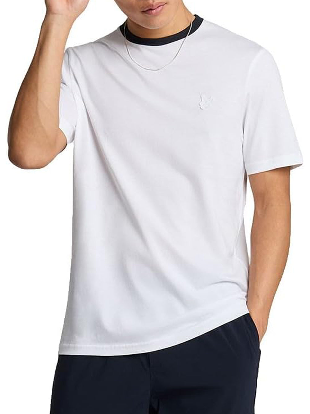 Lyle & Scott T-shirt Contrast Collar Superfine T-Sh Uomo Mod. TS2225TON X187 White/ Dark Navy