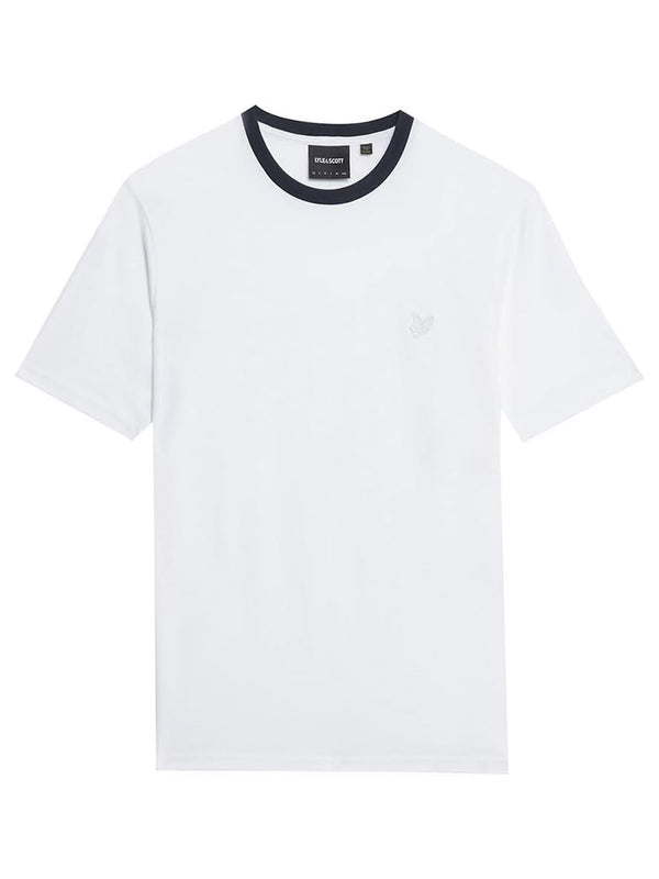 Lyle & Scott T-shirt Contrast Collar Superfine T-Sh Uomo Mod. TS2225TON X187 White/ Dark Navy