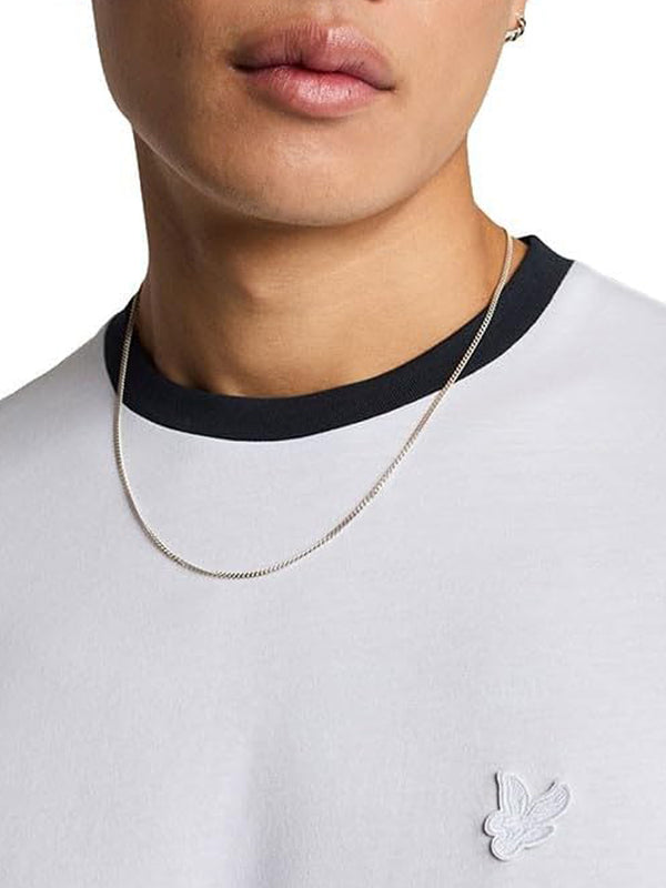 Lyle & Scott T-shirt Contrast Collar Superfine T-Sh Uomo Mod. TS2225TON X187 White/ Dark Navy