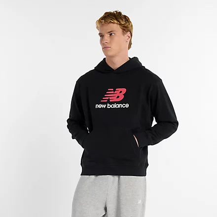 New Balance Felpa cappuccio Athletics French Terry Logo Hoodie - Nb Navy Uomo Mod. MT51512 BK Black