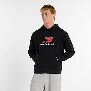New Balance Felpa cappuccio Athletics French Terry Logo Hoodie - Nb Navy Uomo Mod. MT51512 BK Black