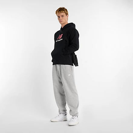 New Balance Felpa cappuccio Athletics French Terry Logo Hoodie - Nb Navy Uomo Mod. MT51512 BK Black