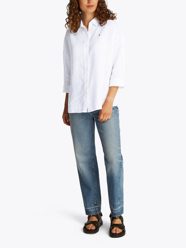 Tommy Hilfiger Camicia Manica Lunga Donna Mod. WW0WW46169 YCF Bianco