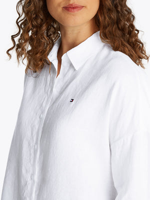 Tommy Hilfiger Camicia Manica Lunga Donna Mod. WW0WW46169 YCF Bianco
