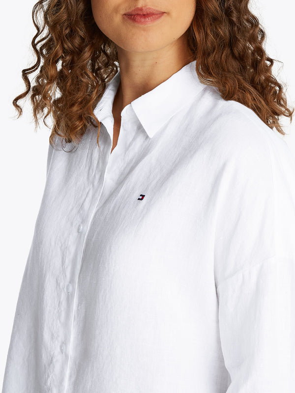 Tommy Hilfiger Camicia Manica Lunga Donna Mod. WW0WW46169 YCF Bianco