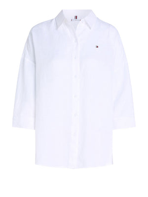 Tommy Hilfiger Camicia Manica Lunga Donna Mod. WW0WW46169 YCF Bianco