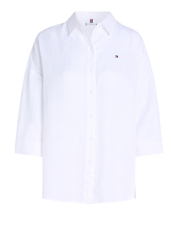 Tommy Hilfiger Camicia Manica Lunga Donna Mod. WW0WW46169 YCF Bianco