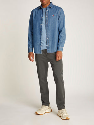 Tommy Hilfiger Camicia Manica Lunga Uomo Mod. DM0DM21102 1A5 DENIM
