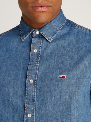 Tommy Hilfiger Camicia Manica Lunga Uomo Mod. DM0DM21102 1A5 DENIM
