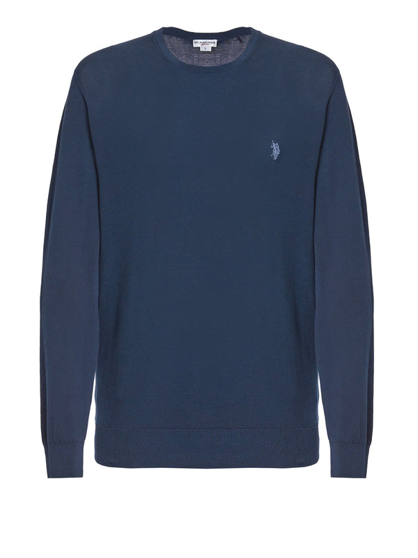 U.S. Polo Asssn. Pullover Cot Crepe Knit Gg 14 Over Dyed Uomo Mod. US41173007 479 Blu