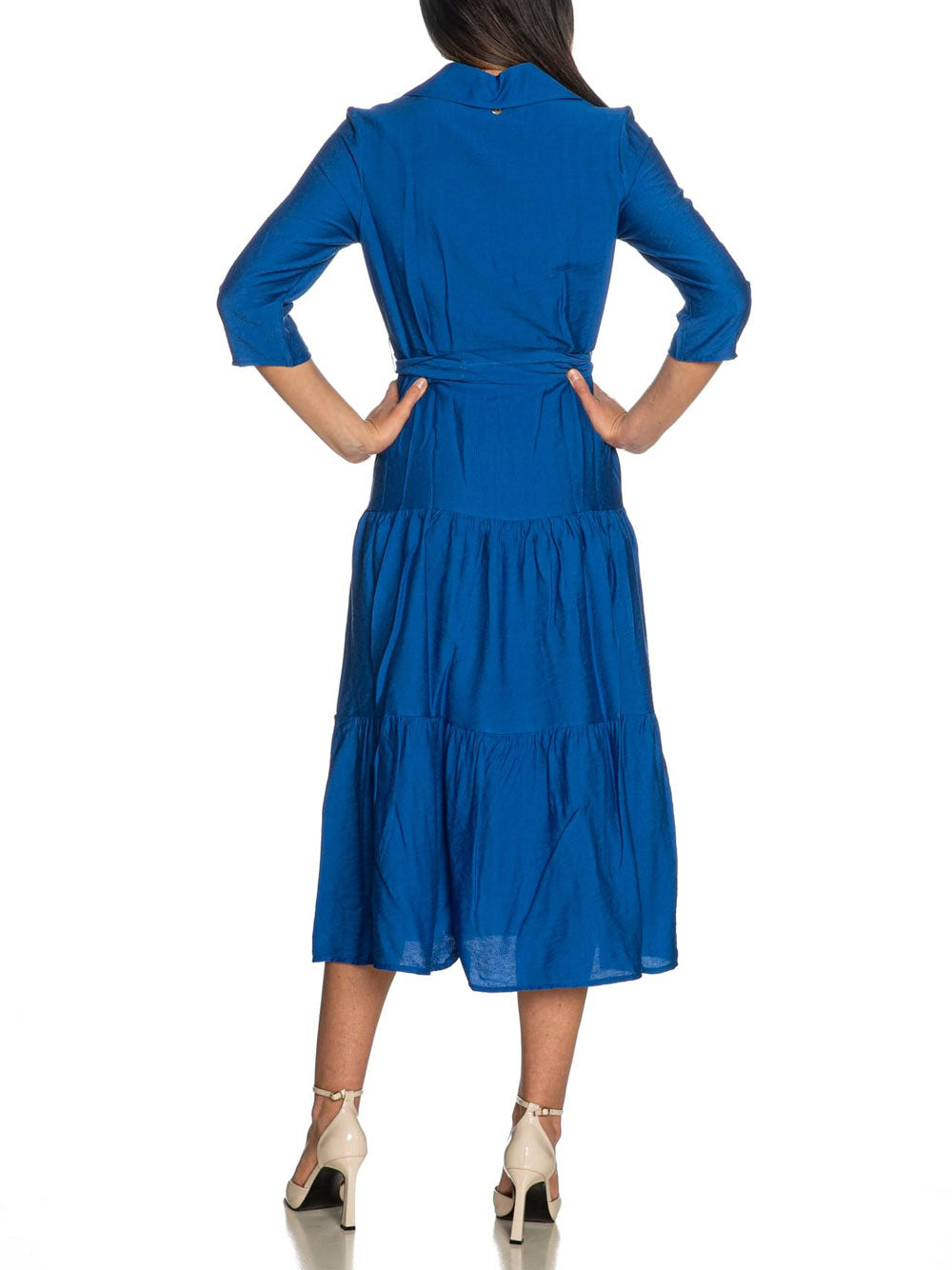 Yes Zee Abito Abito Donna Chemisier Con Cintura Donna Mod. A428 YV00 0602 Baja Blu