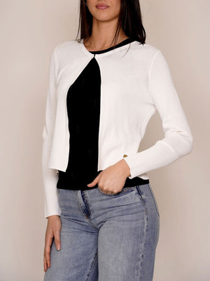 Yes Zee Maglia Donna Giacchina, Chiusa Da Gancino Donna Mod. M416 LG00 0107 Gesso