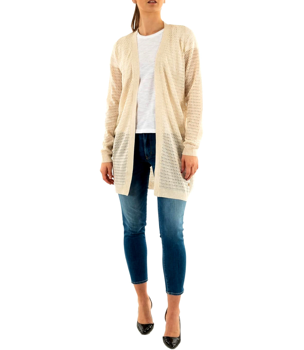 Yes Zee Maglia Maglia Donna Cardigan, Lungo Donna Mod. M439 HF00 0245 Sabbia