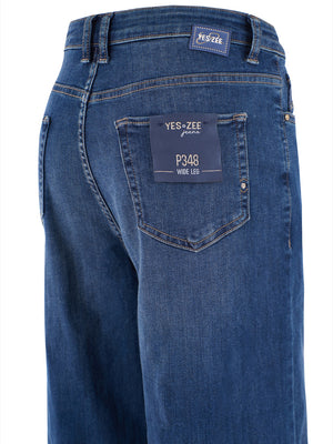 Yes Zee Jeans Jeans Donna Palazzo 5 Tasche, Wide Leg Donna Mod. P348 X914 J711 STONE