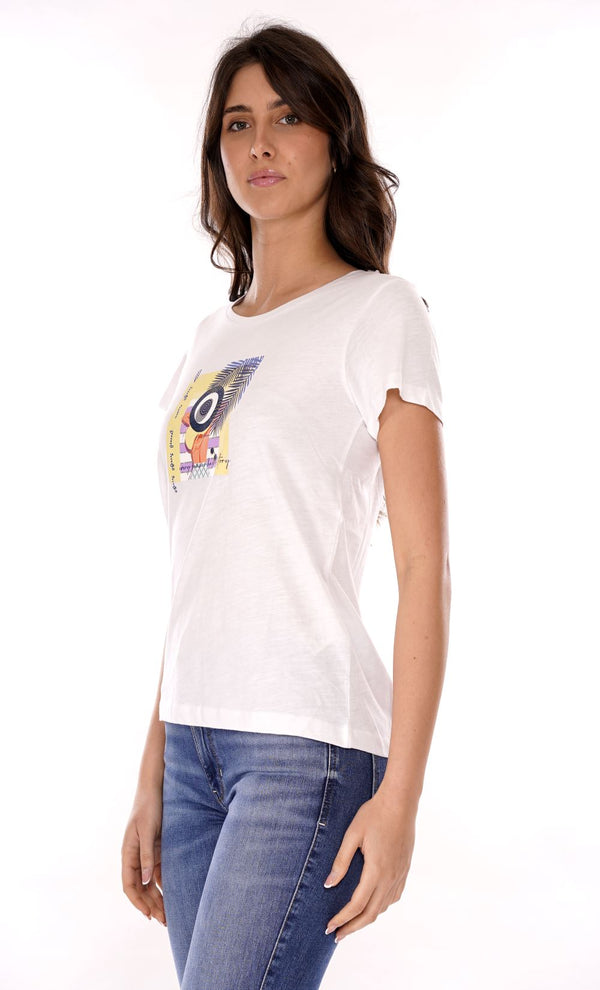 Yes Zee T-shirt T-Shirt Donna Scollo A Madonna, M/C Donna Mod. T221 TL00 0101 Bianco