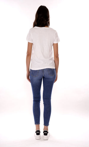 Yes Zee T-shirt T-Shirt Donna Scollo A Madonna, M/C Donna Mod. T221 TL00 0101 Bianco